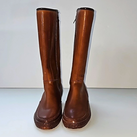 Vintage Sears Rainboots Boots Sherpa Fleece Side Zip Waterproof USA Brown Tan 7 - Picture 3 of 16
